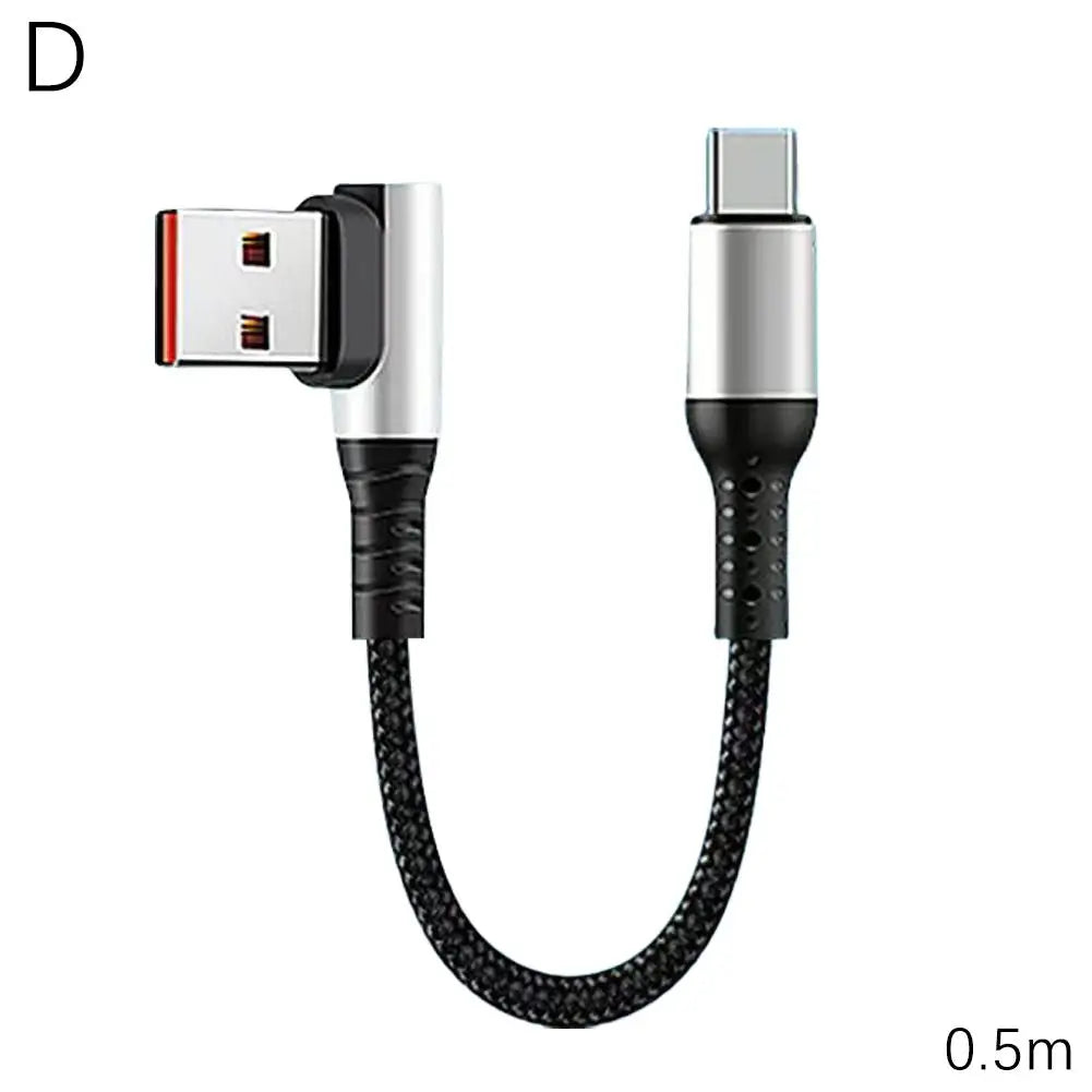 0.25m Short Super Fast Charging Elbow Type C Charging Cable 0.5m Car Data Cable Power Bank Mobile Game Cable Fast Charging Data