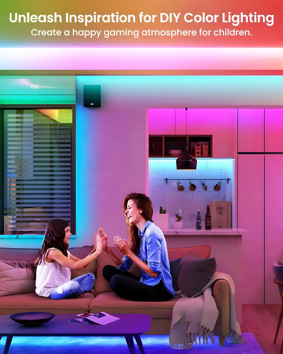 105ft Smart LED Strip Lights, RGBIC Color Changing with App, Remote & Voice Control, Music Sync for Home Decor