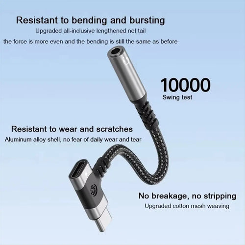 *A14E 2 in 1 USB C to 3.5mm Jack Audio Adapter PD Fast Charging Cable Type C Headphone Adapter Converter Silver