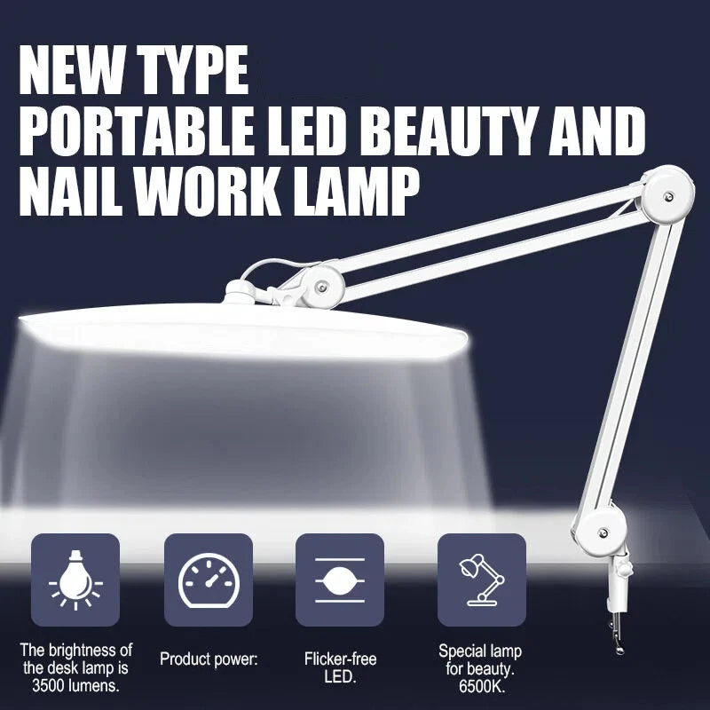 24W LED Desk Lamp with Clam 19 Inches Dimmable Computer Light Adjustable Desk Light for Home, Office, Crafts, Nails & Hobbies