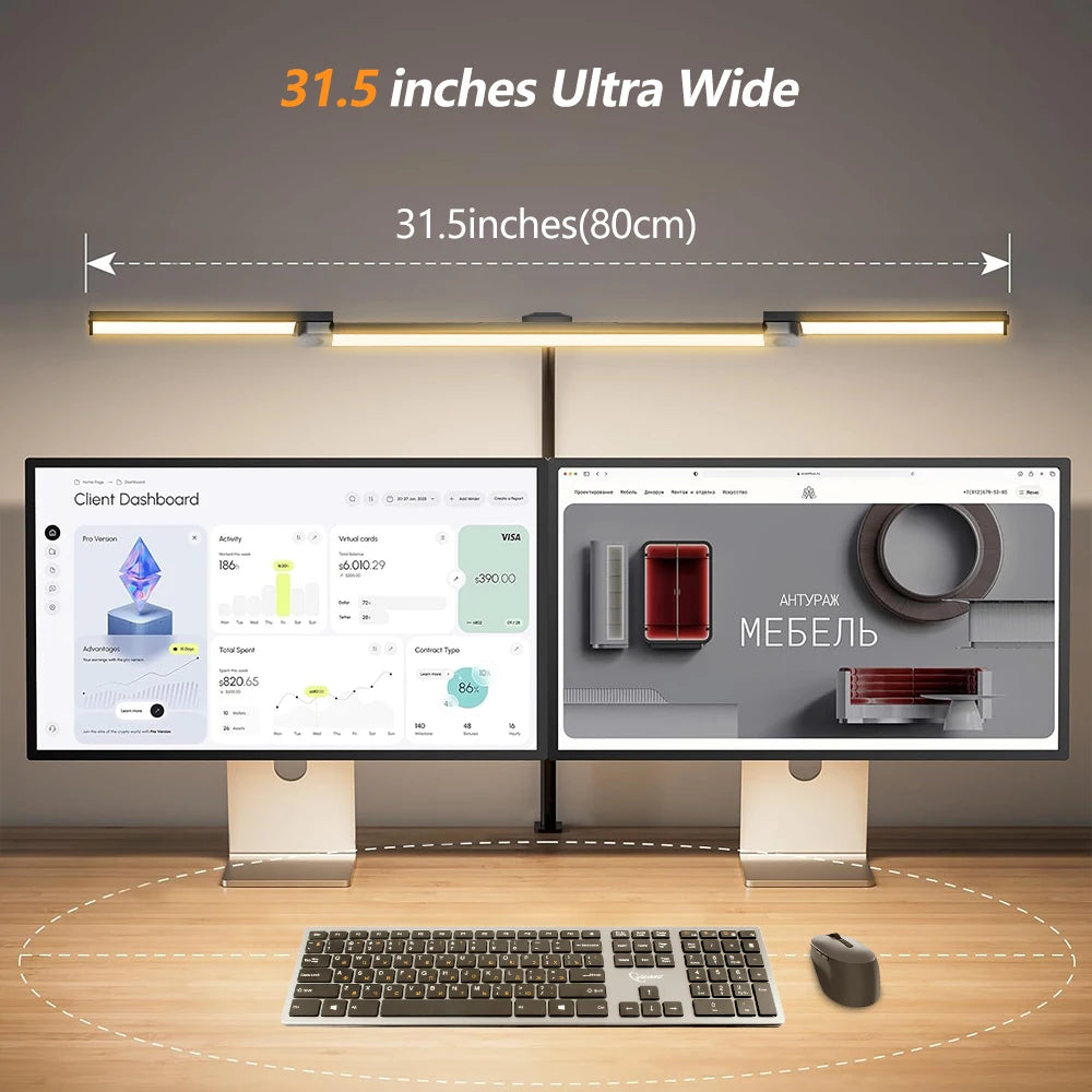 3-Head 16W LED Desk Lamp for Home Office Eye Caring Architect Desk Light 5 Color 10 Leves Dimming Computer Monitor Table Light