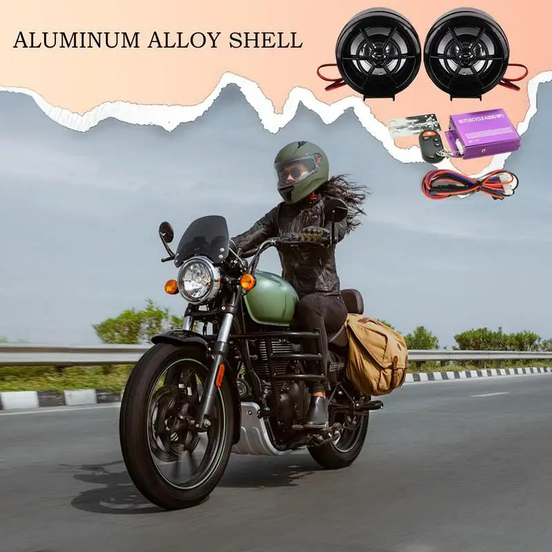 4 Channel Audio Motorcycle Wireless Speaker Audio System MP3 Anti-theft Alarm Stereo Speaker with Remote Control Cordless