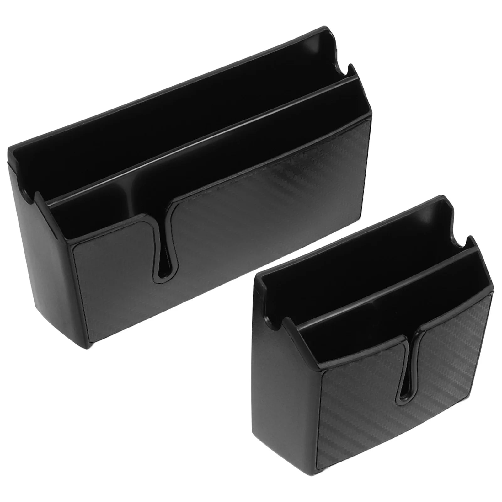 2Pcs Durable PVC Car Organizer Carbon Fiber Look Spacious Design for Phones Cards Receipts Interior Accessories