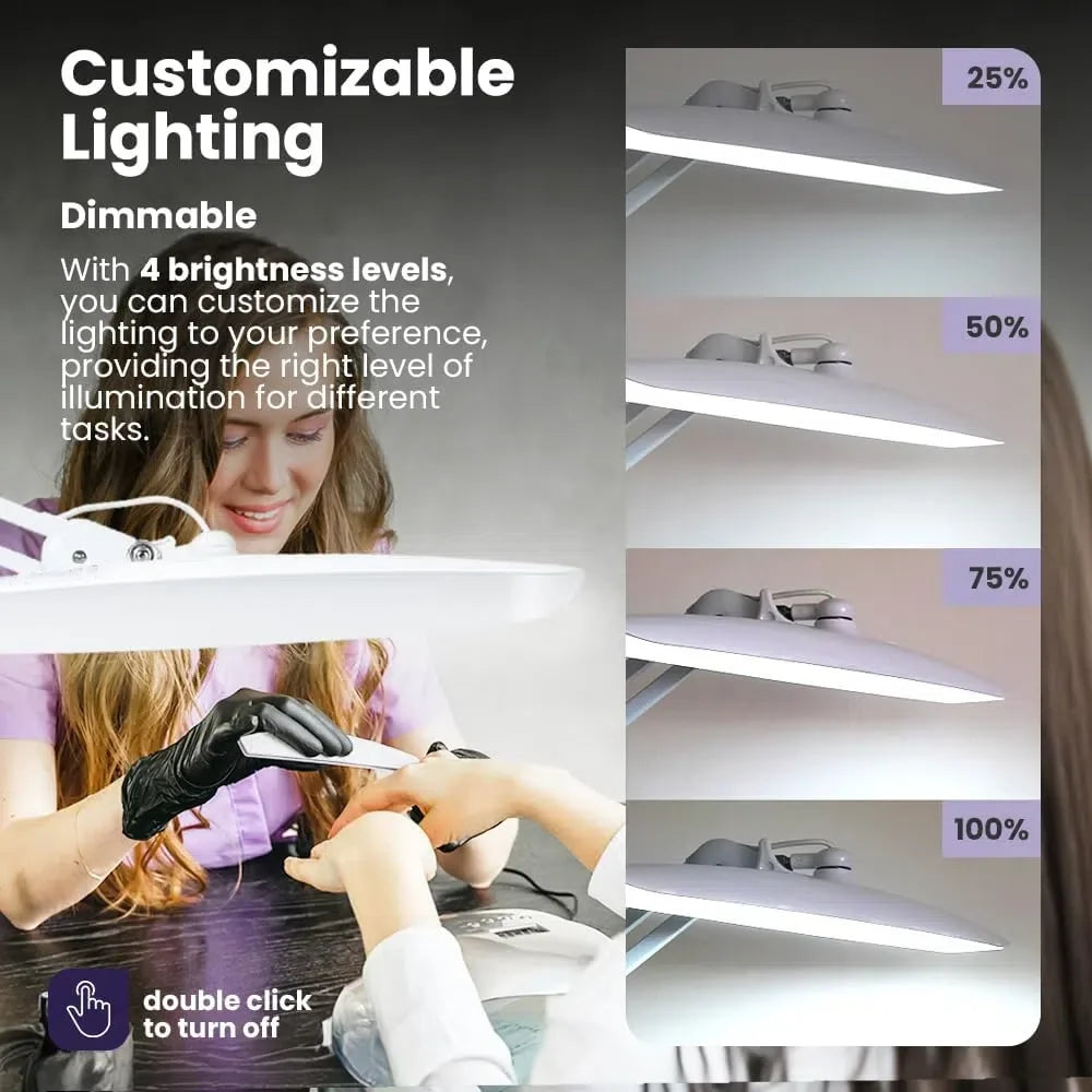 24W LED Desk Lamp with Clam 19 Inches Dimmable Computer Light Adjustable Desk Light for Home, Office, Crafts, Nails & Hobbies