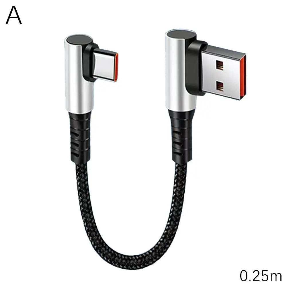 0.25m Short Super Fast Charging Elbow Type C Charging Cable 0.5m Car Data Cable Power Bank Mobile Game Cable Fast Charging Data