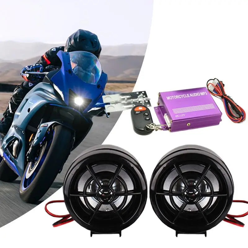 4 Channel Audio Motorcycle Wireless Speaker Audio System MP3 Anti-theft Alarm Stereo Speaker with Remote Control Cordless