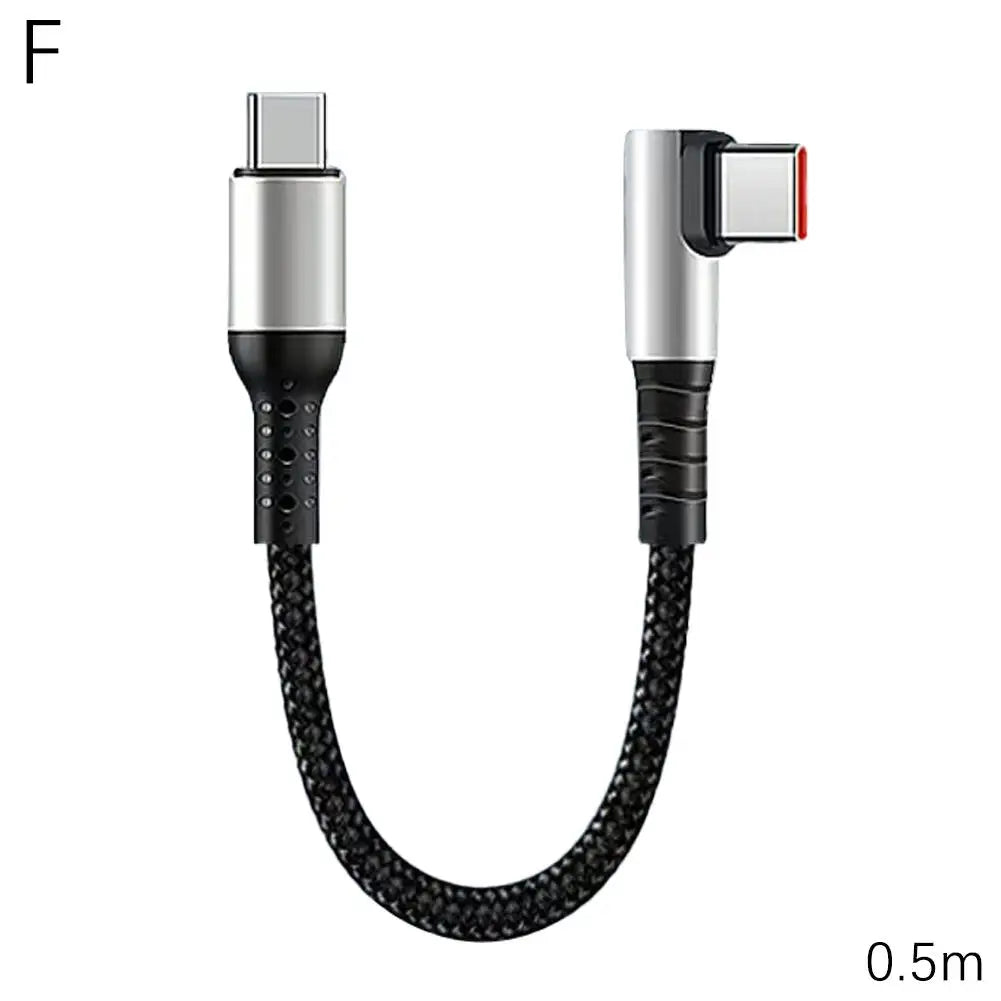 0.25m Short Super Fast Charging Elbow Type C Charging Cable 0.5m Car Data Cable Power Bank Mobile Game Cable Fast Charging Data
