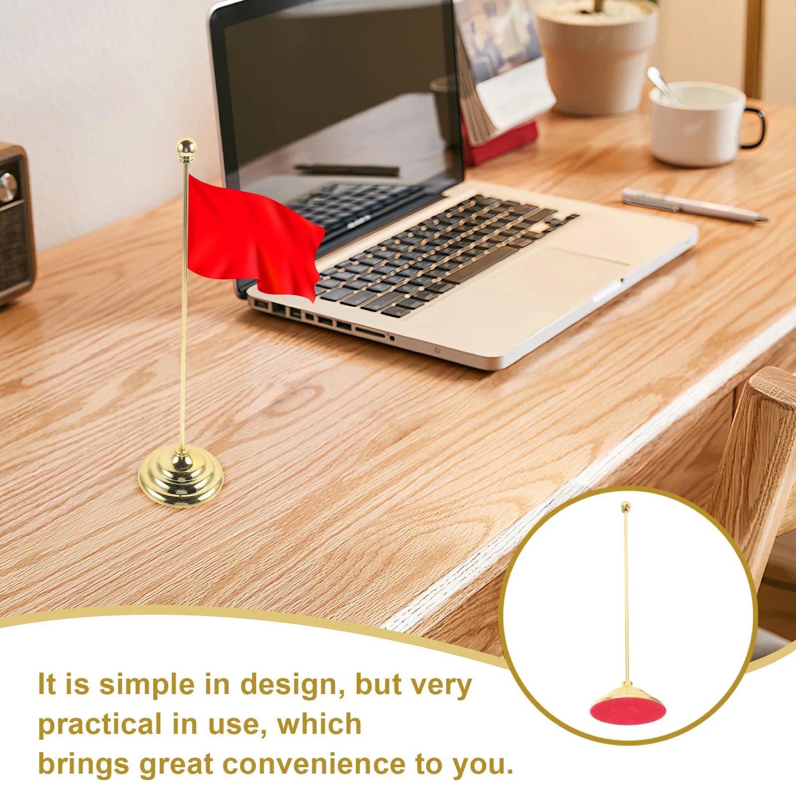 2Pcs Desktop Flag Pole Plastic Holder Stable Base Small Flag Stick Stand Office Table Accessory Desktop Accessory