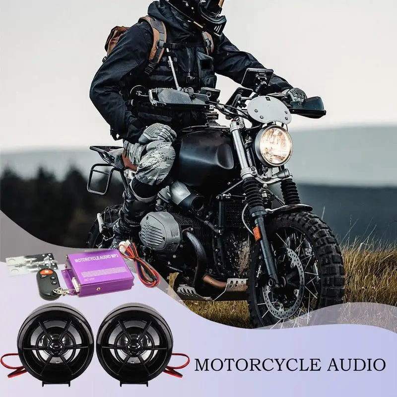 4 Channel Audio Motorcycle Wireless Speaker Audio System MP3 Anti-theft Alarm Stereo Speaker with Remote Control Cordless