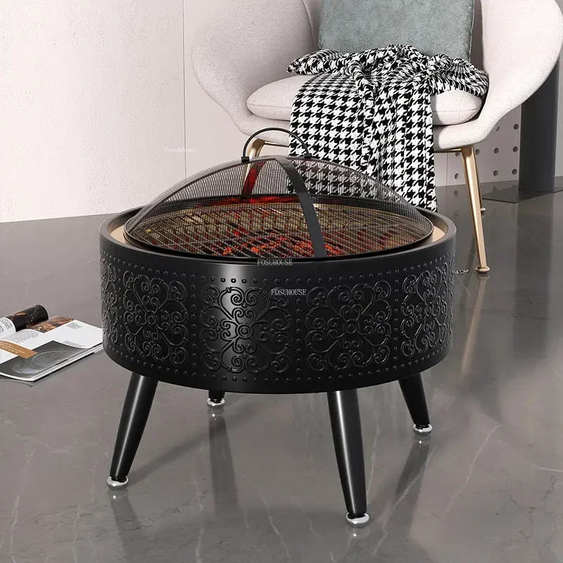-Outdoor Grill Stand Camping Stove Indoor Smokeless Charcoal Fire Pits Home Heating Carbon Stove Courtyard Bonfire Brazier Table