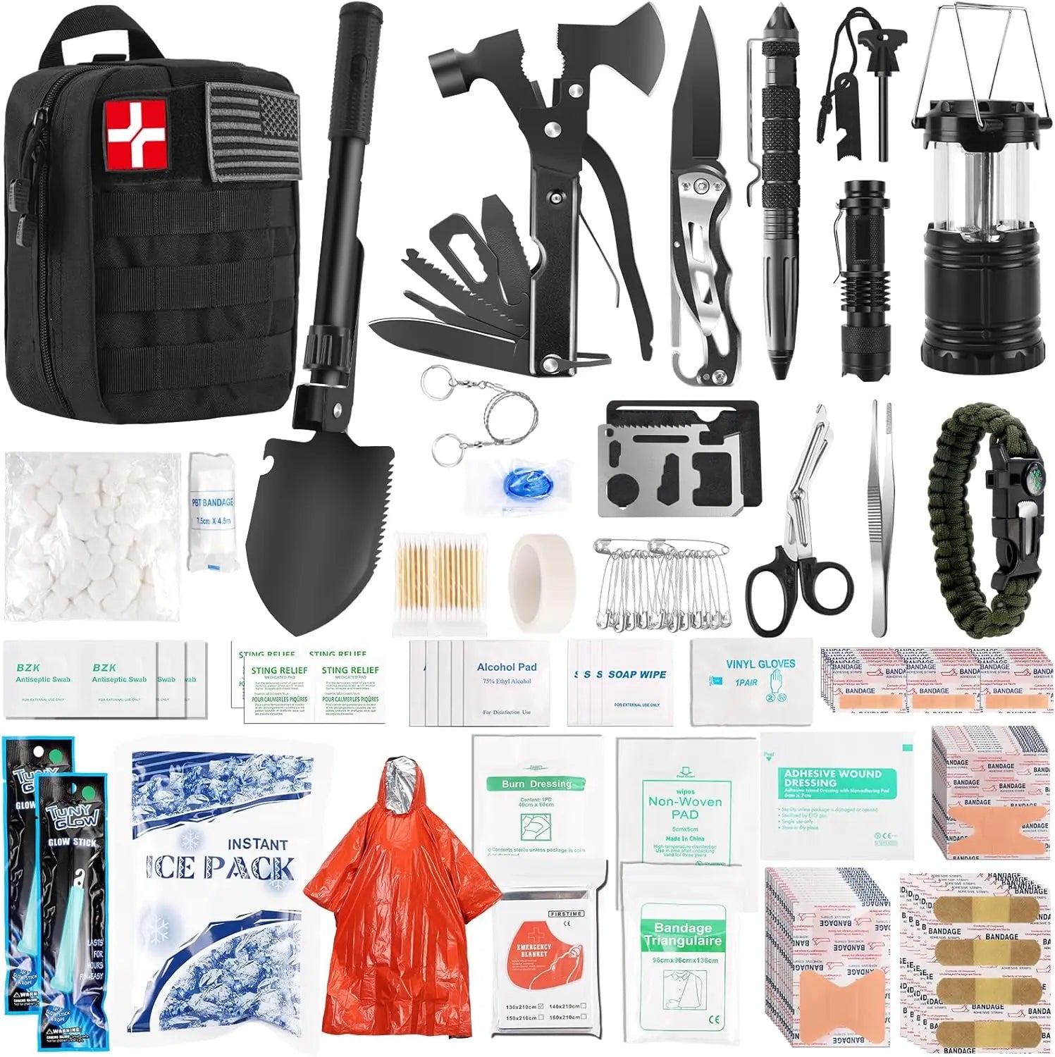 318 PCS Emergency Survival Kit, First Aid Supplies for Car Camping Hiking Travel Disaster Preparedness, Gifts for Men