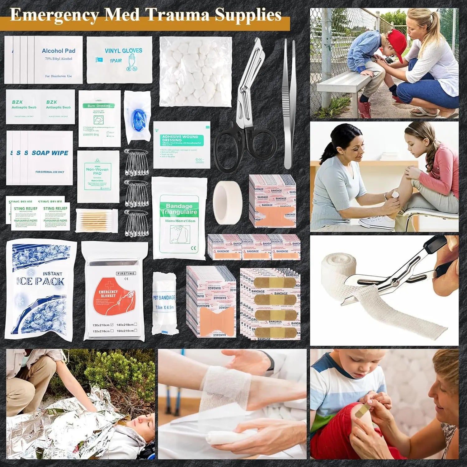 318 PCS Emergency Survival Kit, First Aid Supplies for Car Camping Hiking Travel Disaster Preparedness, Gifts for Men