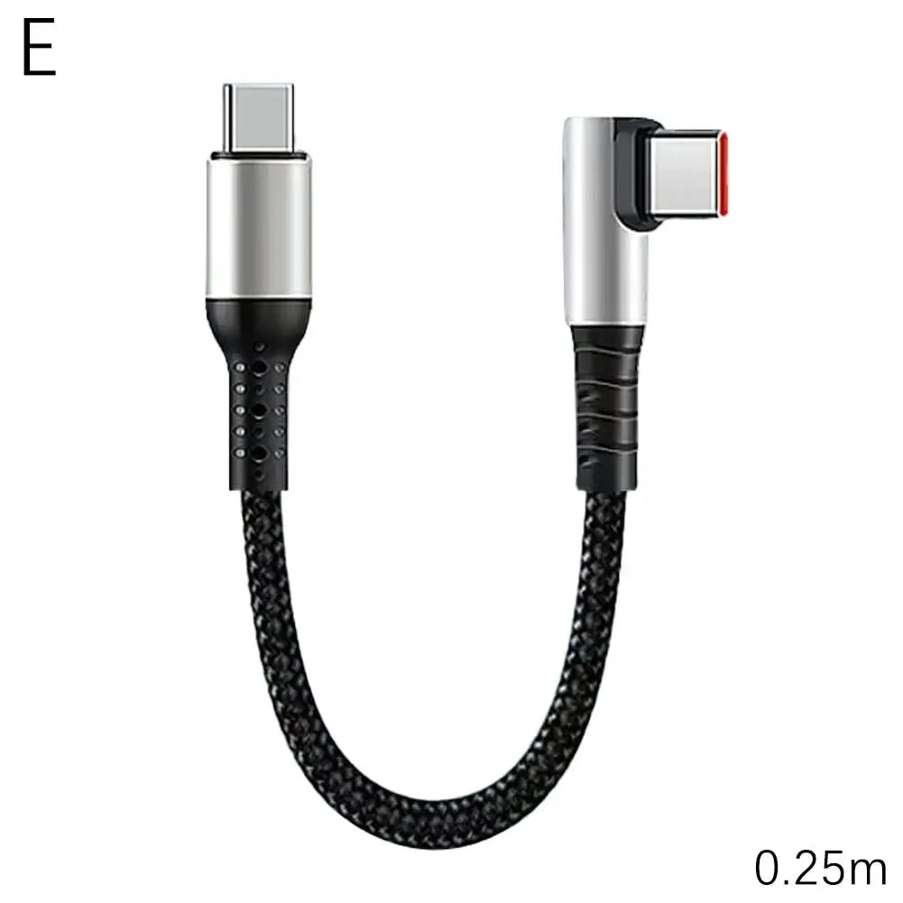 0.25m Short Super Fast Charging Elbow Type C Charging Cable 0.5m Car Data Cable Power Bank Mobile Game Cable Fast Charging Data