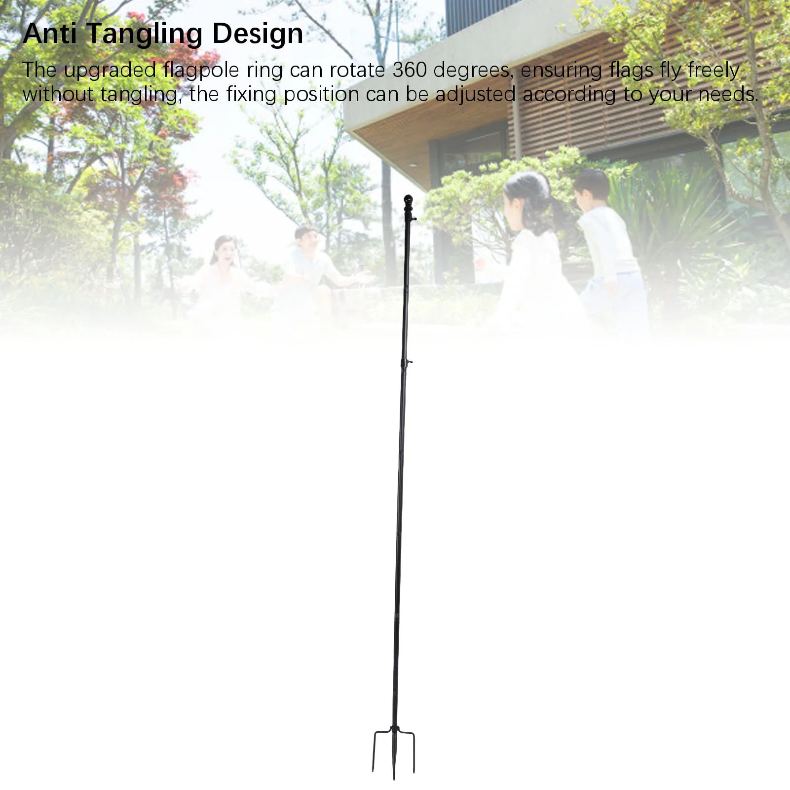 10 FT Ground Garden Flag Pole Thickened Stainless Steel Flagpole Outdoor Flag Pole Tool with 5 Prong Base for Yard Garden