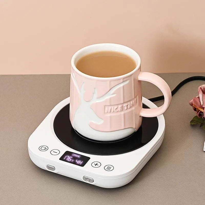 220V Cup Heater Mug Warmer Coffee Mug Heating Coaster Smart Thermostatic Electric Hot Plate Milk Tea Water Heating Pad Heater