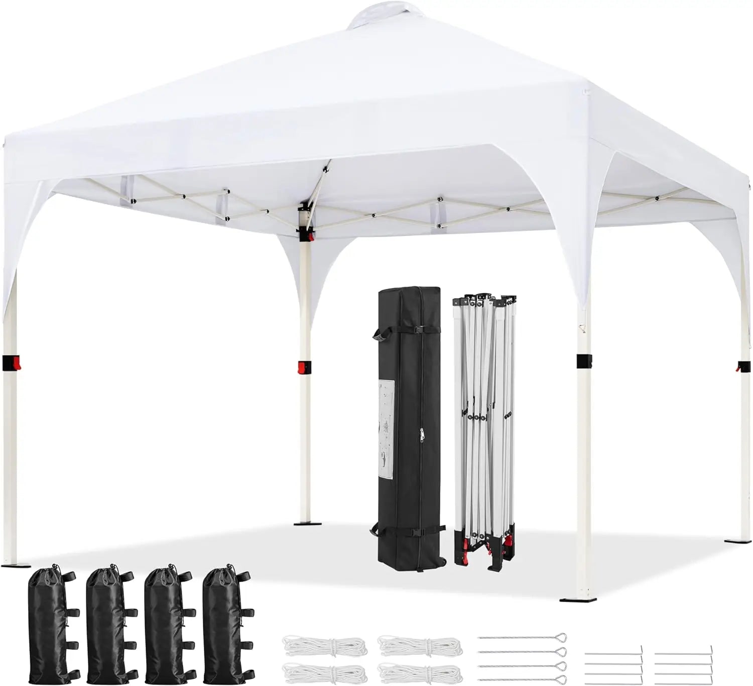 10x10 Pop Up Canopy Tent with Vent, Easy Set Up Tent, Instant Sun Shelter Canopy with Wheeled Bag, 4 Sandbags,New Popularity