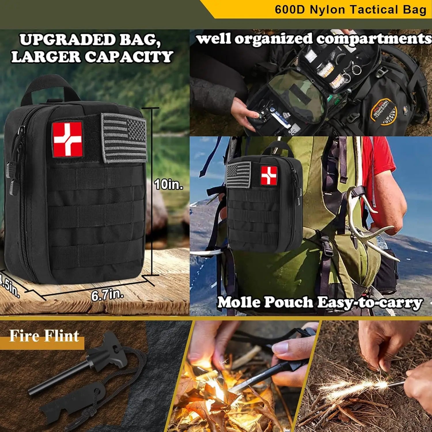 318 PCS Emergency Survival Kit, First Aid Supplies for Car Camping Hiking Travel Disaster Preparedness, Gifts for Men