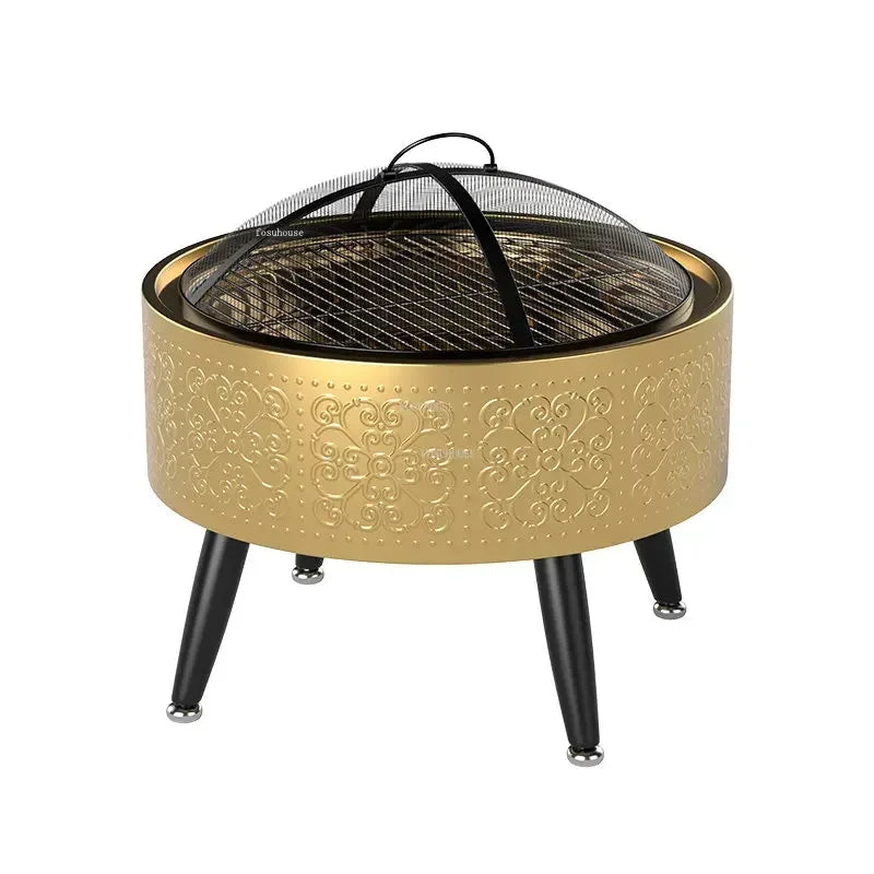 -Outdoor Grill Stand Camping Stove Indoor Smokeless Charcoal Fire Pits Home Heating Carbon Stove Courtyard Bonfire Brazier Table