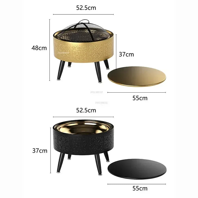 -Outdoor Grill Stand Camping Stove Indoor Smokeless Charcoal Fire Pits Home Heating Carbon Stove Courtyard Bonfire Brazier Table