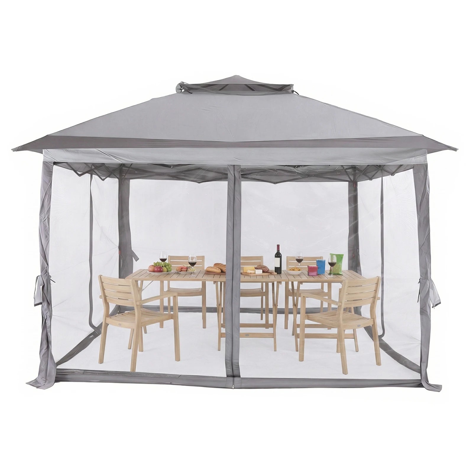 10x10ft Portable Soft Top Gazebos with Metal Frame & Stakes & Mosquito Nets Large Shade Tents for Outdoor Camping/Lawn/Backyard