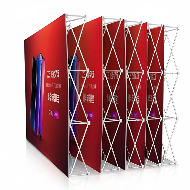 3x3 Foldable Pop-up Display Stand with Dye Sublimation Customizable Screen Aluminum Frame Tension Fabric-Reusable & Lightweight