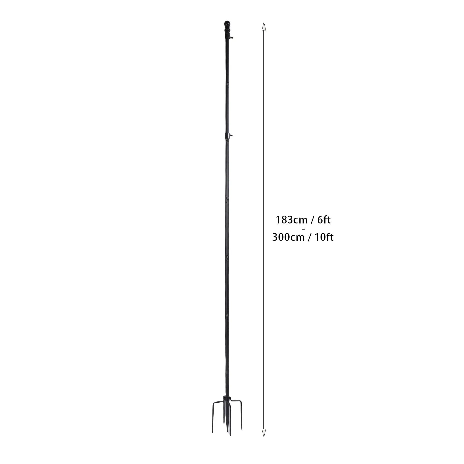 10 FT Ground Garden Flag Pole Thickened Stainless Steel Flagpole Outdoor Flag Pole Tool with 5 Prong Base for Yard Garden