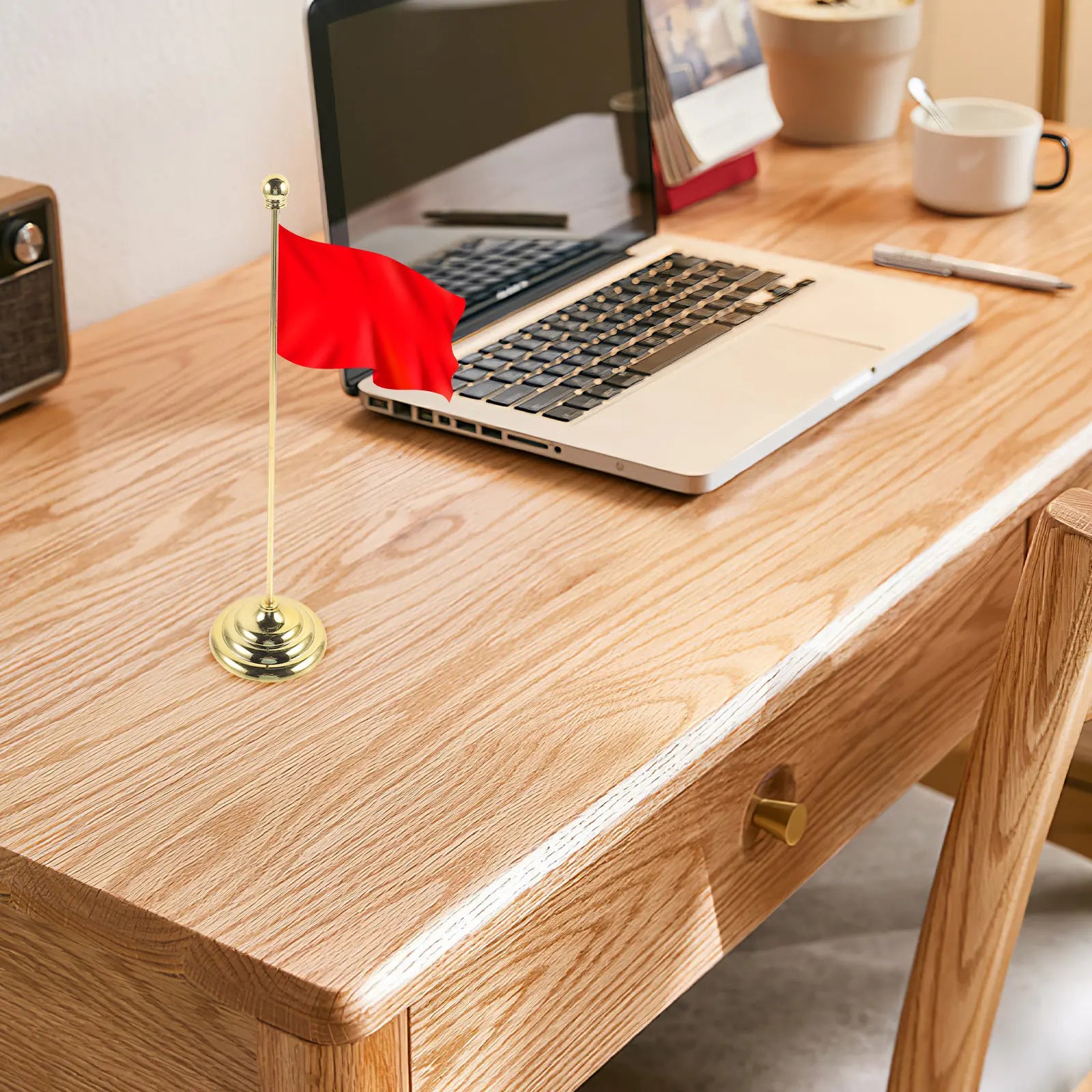 2Pcs Desktop Flag Pole Plastic Holder Stable Base Small Flag Stick Stand Office Table Accessory Desktop Accessory
