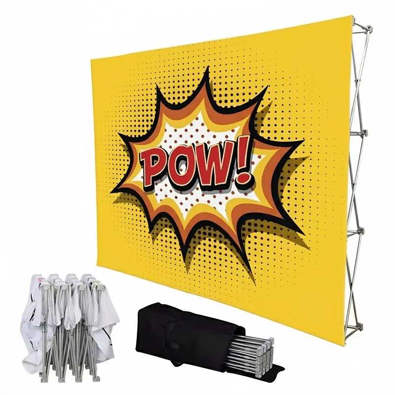 3x3 Foldable Pop-up Display Stand with Dye Sublimation Customizable Screen Aluminum Frame Tension Fabric-Reusable & Lightweight