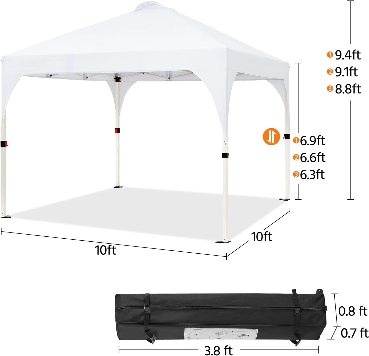 10x10 Pop Up Canopy Tent with Vent, Easy Set Up Tent, Instant Sun Shelter Canopy with Wheeled Bag, 4 Sandbags,New Popularity