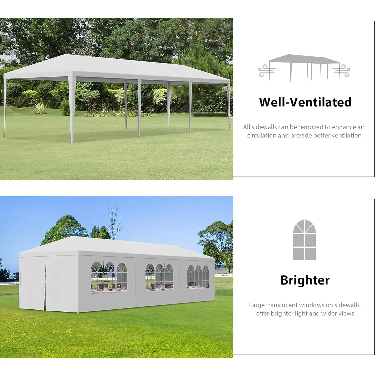 10' x 30' Outdoor Waterproof Gazebo Canopy Tent with Removable Sidewalls and Windows Heavy Duty Tent for Party, Customized