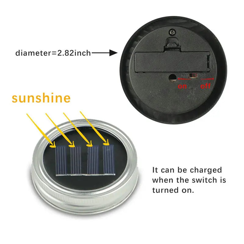 2m 20leds Solar powered Mason Jar Lid Fairy string Vine light Lantern Patio Garden Bottle Porch night Wedding Party Decoration